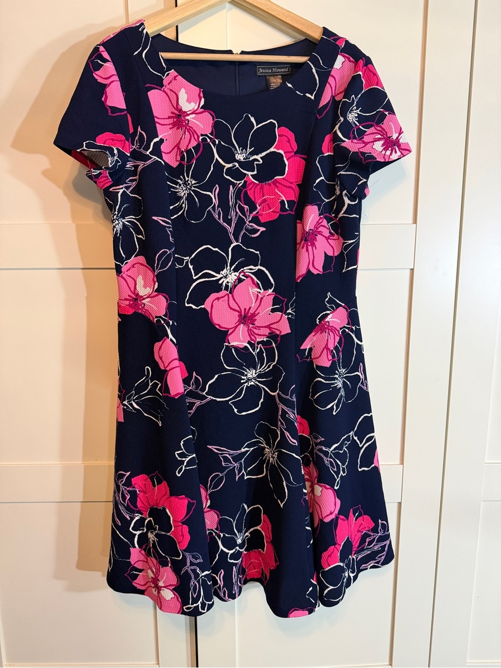 Jessica Howard Navy Dress with Pink Floral Print B12